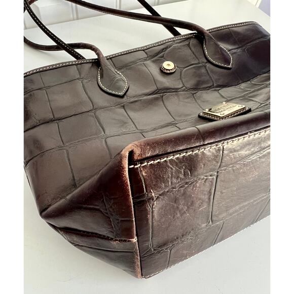 Dooney & Bourke Croc Embossed Shoulder Bag - Dark Brown - Picture 8 of 13